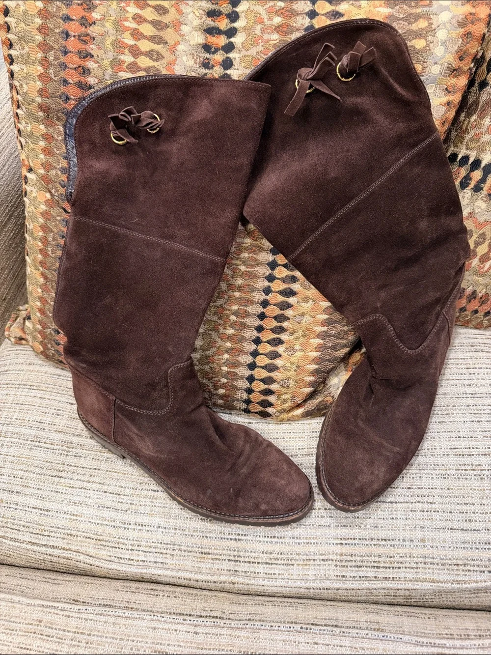 Chanel Women's Tall Suede Boots in Dark Brown Size 40